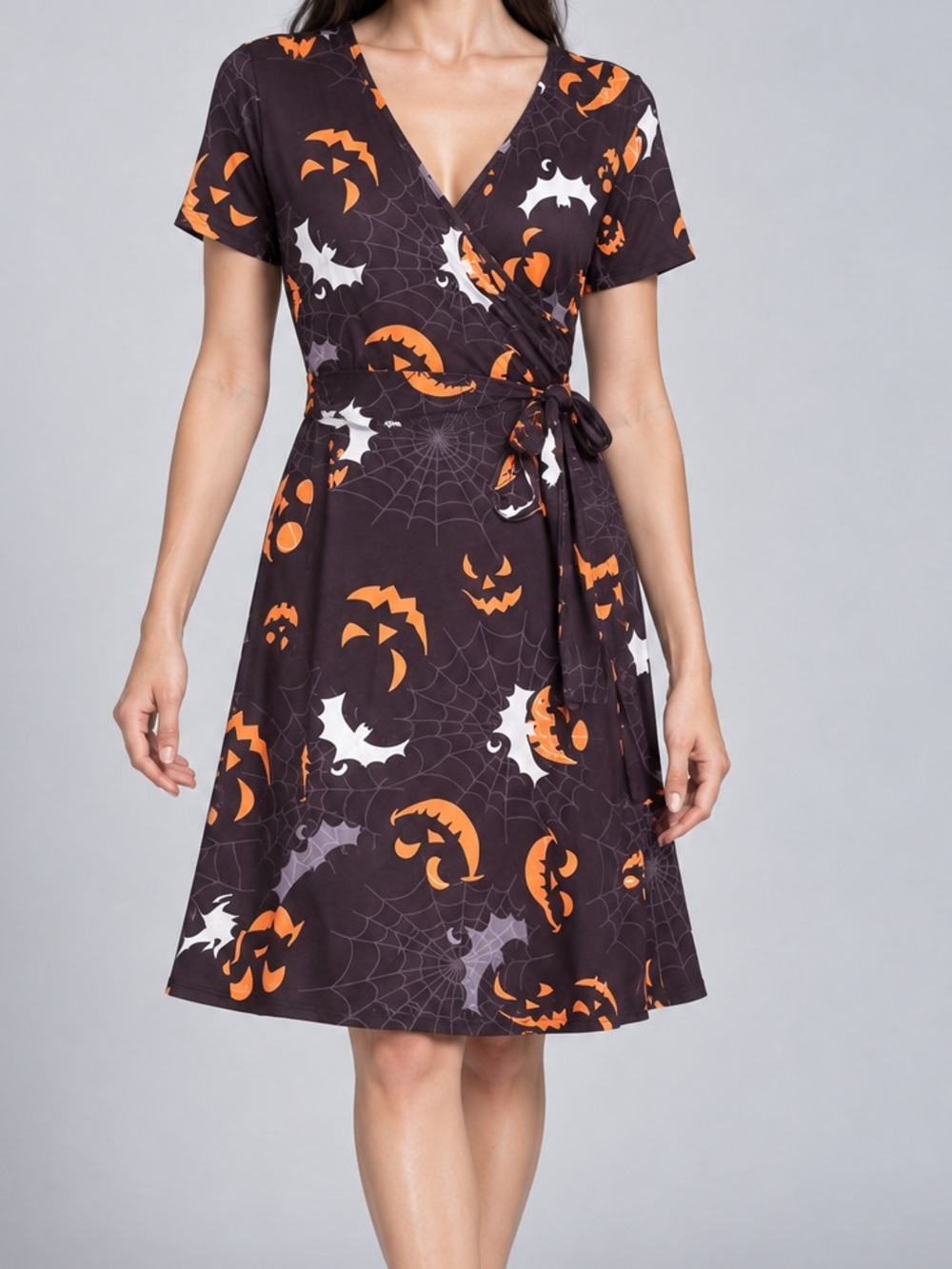 Women’s Black Halloween Wrap Dress